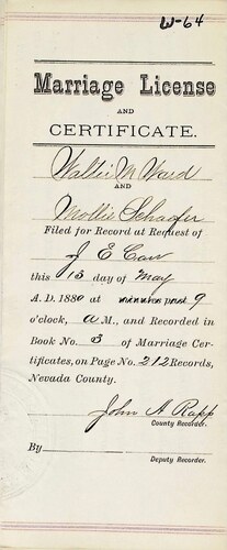 Click to see DR 6 W-64 of Marriage Certificates (DR 6 W)