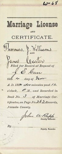 Click to see DR 6 W-68 of Marriage Certificates (DR 6 W)