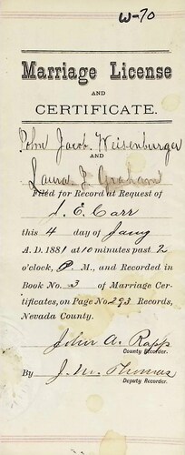 Click to see DR 6 W-70 of Marriage Certificates (DR 6 W)