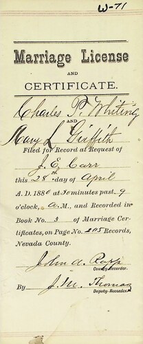 Click to see DR 6 W-71 of Marriage Certificates (DR 6 W)