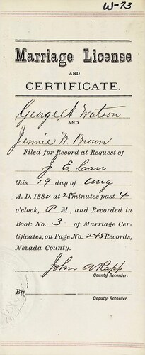 Click to see DR 6 W-73 of Marriage Certificates (DR 6 W)