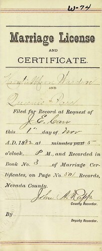 Click to see DR 6 W-74 of Marriage Certificates (DR 6 W)
