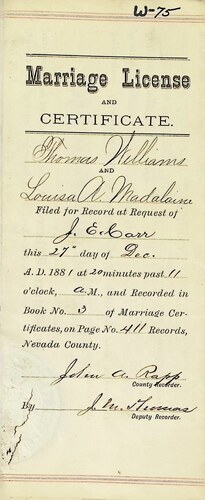 Click to see DR 6 W-75 of Marriage Certificates (DR 6 W)