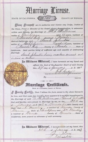Click to see DR 6 W-82 of Marriage Certificates (DR 6 W)