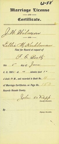 Click to see DR 6 W-88 of Marriage Certificates (DR 6 W)