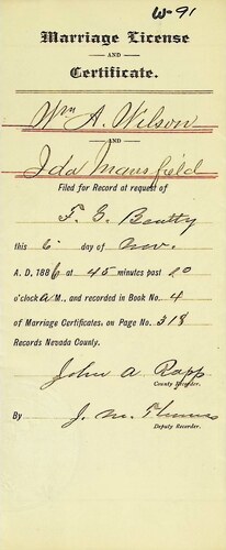 Click to see DR 6 W-91 of Marriage Certificates (DR 6 W)