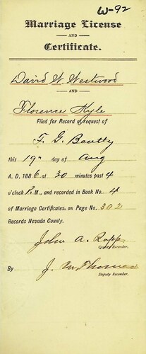 Click to see DR 6 W-92 of Marriage Certificates (DR 6 W)