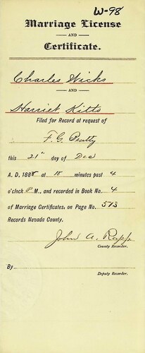 Click to see DR 6 W-98 of Marriage Certificates (DR 6 W)