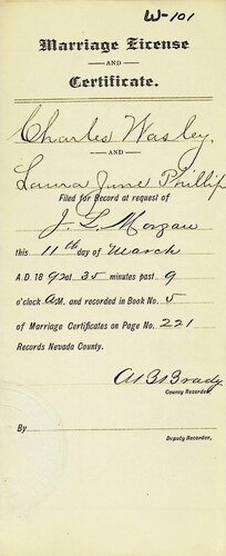 Click to see DR 6 W-101 of Marriage Certificates (DR 6 W)