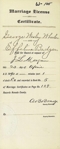 Click to see DR 6 W-105 of Marriage Certificates (DR 6 W)