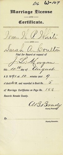 Click to see DR 6 W-107 of Marriage Certificates (DR 6 W)