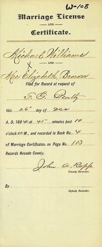 Click to see DR 6 W-108 of Marriage Certificates (DR 6 W)