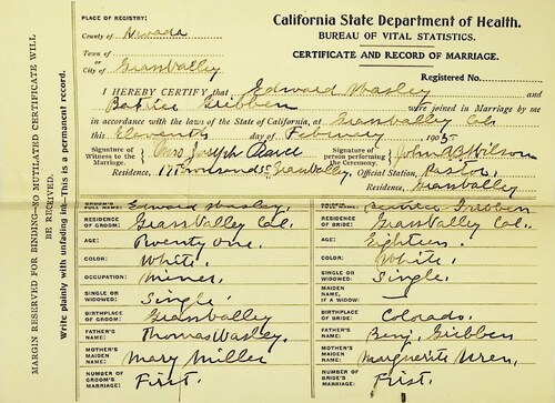 Click to see DR 6 W-116 of Marriage Certificates (DR 6 W)
