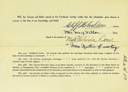 Click to see DR 6 W-117 of Marriage Certificates (DR 6 W)
