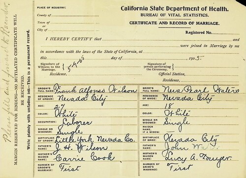 Click to see DR 6 W-119 of Marriage Certificates (DR 6 W)