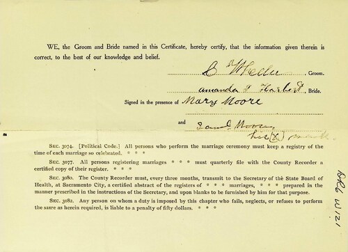 Click to see DR 6 W-121 of Marriage Certificates (DR 6 W)