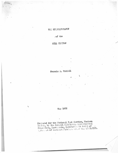 Click to view Ethnogeography of the Hill Nisenan (1972) Ethnogeography of the Hill Nisenan (1972)