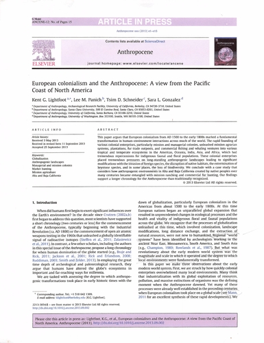 European Colonialism and the Anthropocene [Pacific Coast]