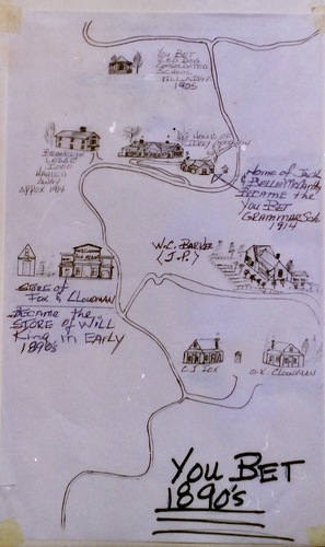 Click to view Hand-drawn Map of You Bet (1890s) Hand-drawn Map of You Bet (1890s)