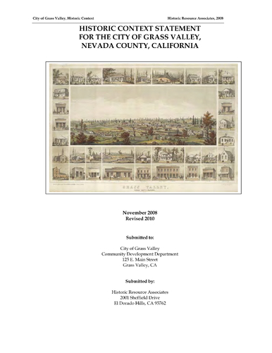 Historic Context Statement for the City of Grass Valley, Nevada County, California (2010)