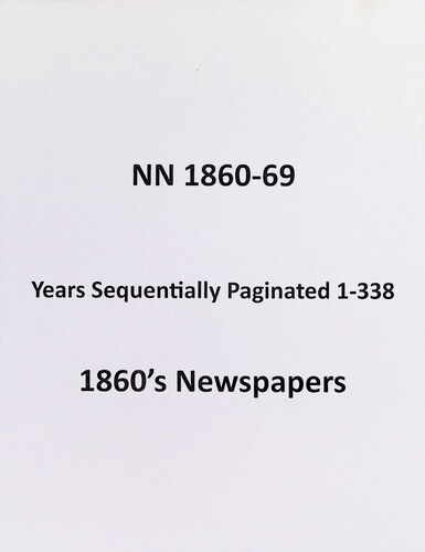 Newspaper Notes - 1860s (1860-1869)(NN-1860-69)(1860s)