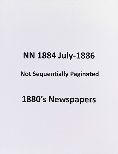 Click to view Newspaper Notes (NN-1884-1886)(1884-1886) Newspaper Notes (NN-1884-1886)(1884-1886)
