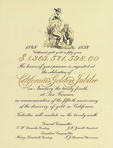 Invitation to California's Golden Jubilee by L H Daniels J H Jewett (PH 2-20) (1898)