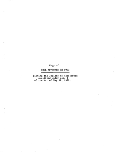 Listing the Indians of California (California Indian Census)(1928)