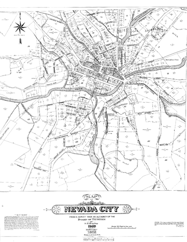 Map of Nevada City 1869-1932 (H.S Bradley & E.C. Uren)(1932 (1869))