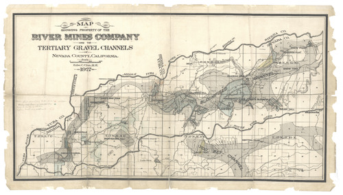 Map of River Mines Company & Tertiary Gravel Channels of Nevada County (1927)
