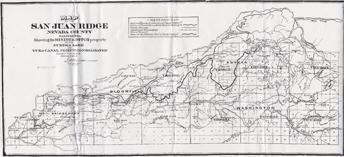 Map of the San Juan Ridge, Nevada County (Eureka Lake and Yuba Canal Companies) (Wilson)