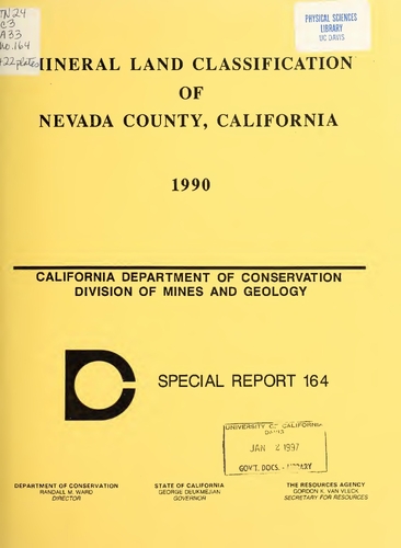 Mineral Land Classification of Nevada County, California (1990)