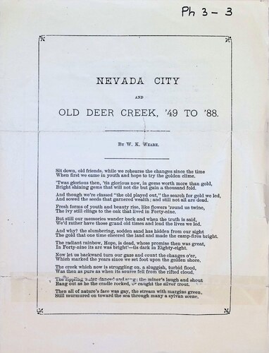 Nevada City and Old Deer Creek '49 to '88 by W K Weare (PH 3-3) (1888)