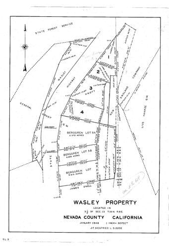 Click to see Wasley Property, 1946 of Allan Beeson Survey Maps Book EL