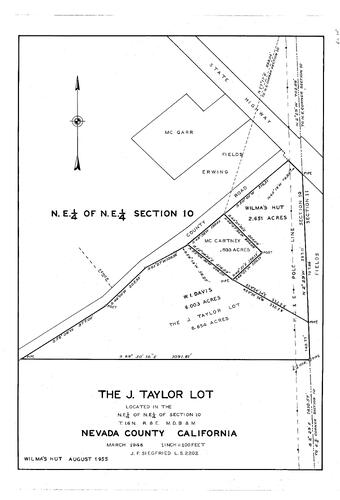 Click to see J. Taylor Lot, 1946 of Allan Beeson Survey Maps Book EL