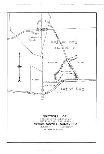 Click to see Watters Lot, 1947 of Allan Beeson Survey Maps Book EL
