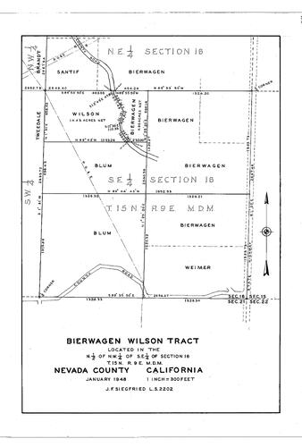 Click to see Bierwagen Wilson Tract, 1948 of Allan Beeson Survey Maps Book EL