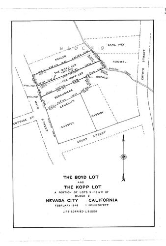 Click to see Nevada City Block 9, Lots 9, 10, 11, 1948 of Allan Beeson Survey Maps Book EL