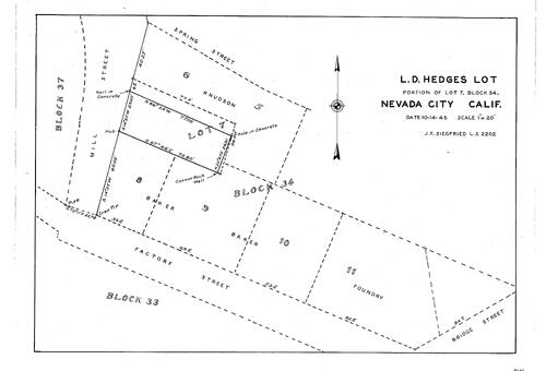 Click to see The L. D. Hedges Lot, 1945 of Allan Beeson Survey Maps Book EL