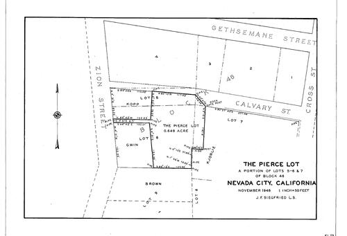 Click to see The Pierce Lot, 1948 of Allan Beeson Survey Maps Book EL