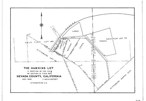 Click to see The Hawkins Lot, 1949 of Allan Beeson Survey Maps Book EL