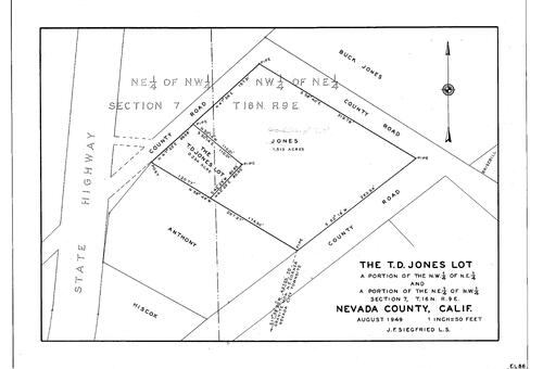Click to see The T. D. Jones Lot, 1949 of Allan Beeson Survey Maps Book EL