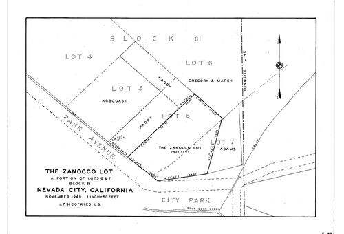 Click to see The Zanocco Lot, 1949 of Allan Beeson Survey Maps Book EL
