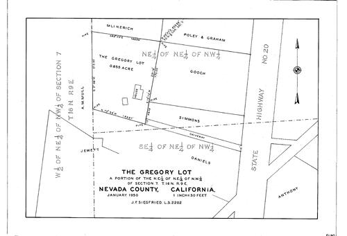 Click to see The Gregory Lot, 1950 of Allan Beeson Survey Maps Book EL