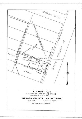 Click to see E. P. Hoyt Lot, 1951 of Allan Beeson Survey Maps Book EL
