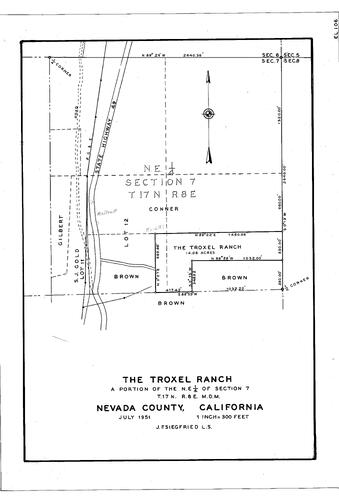 Click to see The Troxel Ranch, 1951 of Allan Beeson Survey Maps Book EL