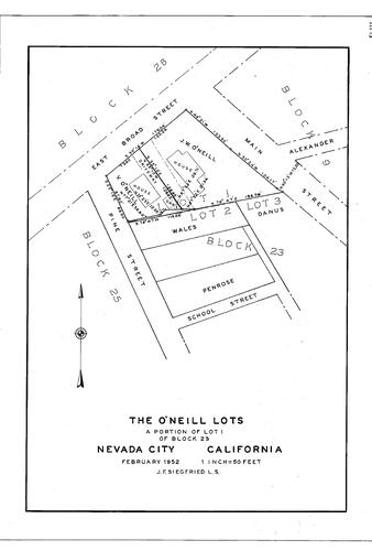Click to see The O'Neill Lots, 1952 of Allan Beeson Survey Maps Book EL