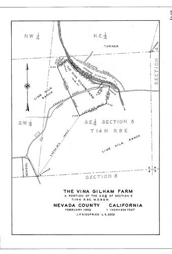 Click to see The Vina Gilhamm Farm, 1952 of Allan Beeson Survey Maps Book EL