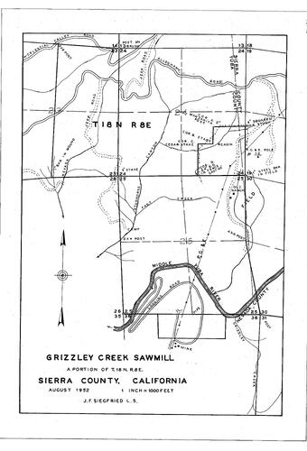 Click to see Grizzley Creek Sawmill, 1952 of Allan Beeson Survey Maps Book EL
