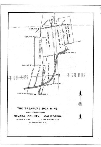 Click to see The Treasure Box Mine, 1952 of Allan Beeson Survey Maps Book EL